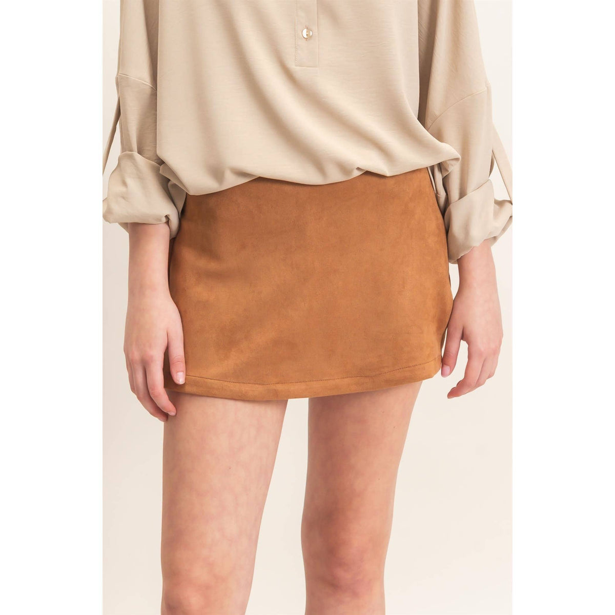 Faux Suede Skort