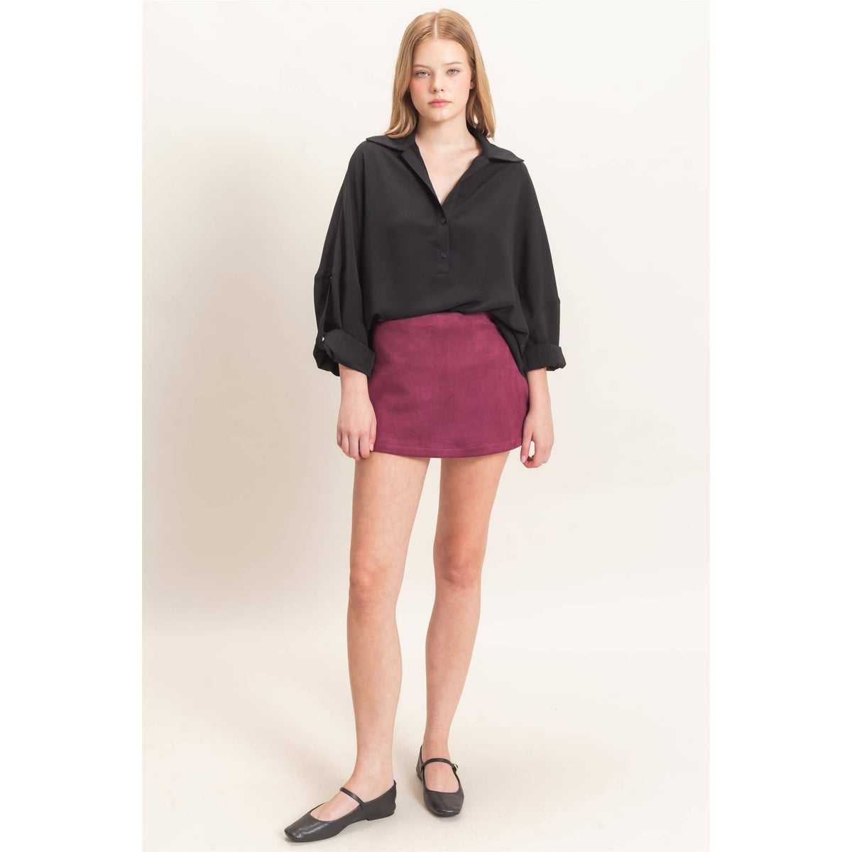 Faux Suede Skort