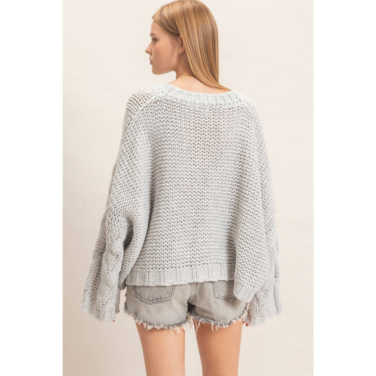 Cable Knit V-Neck Sweater