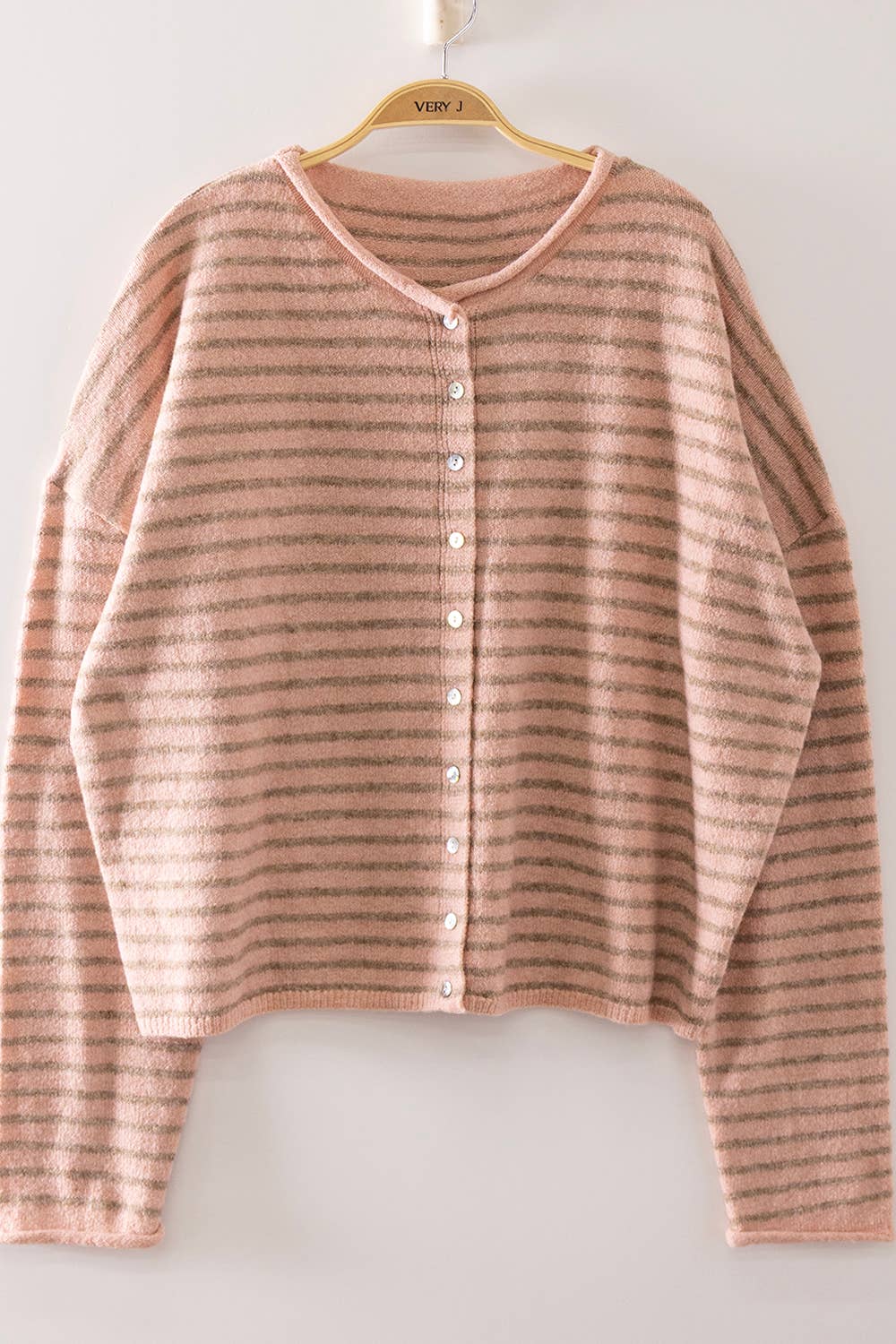 Button Down Mocha Stripe Sweater