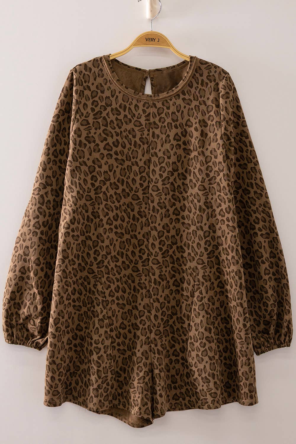 Leopard Print Long Sleeve Romper