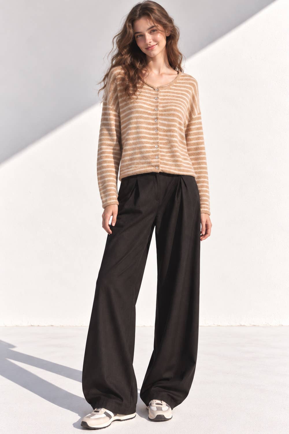Button Down Mocha Stripe Sweater