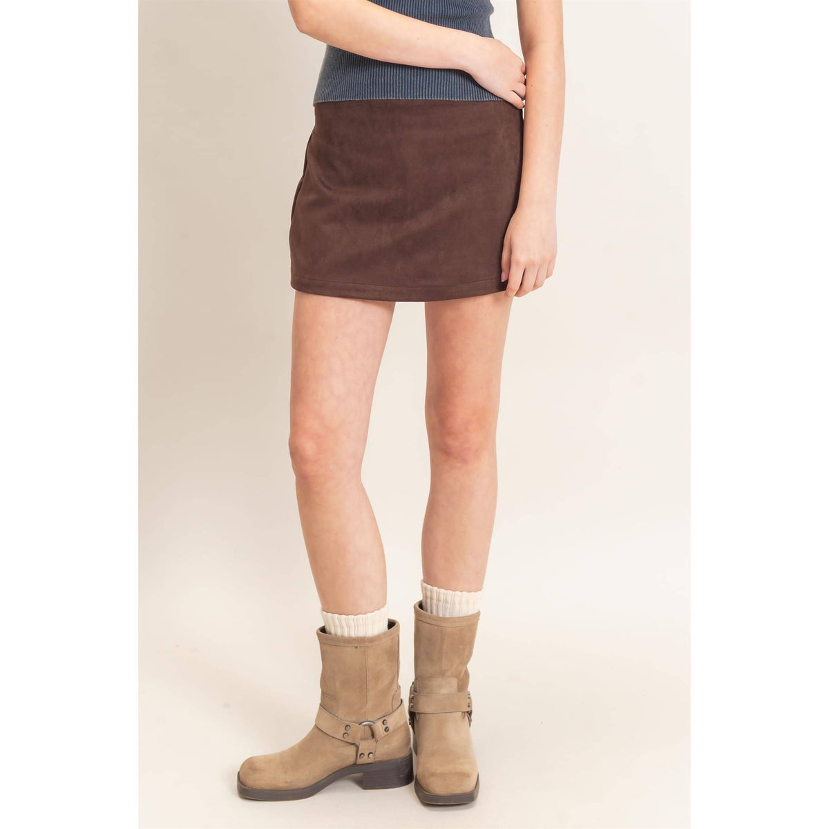 Faux Suede Skort