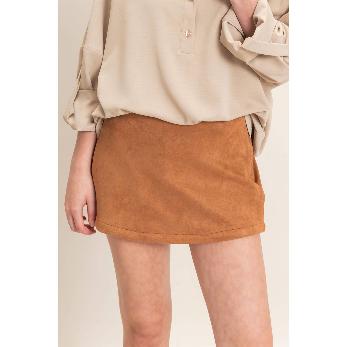 Faux Suede Skort