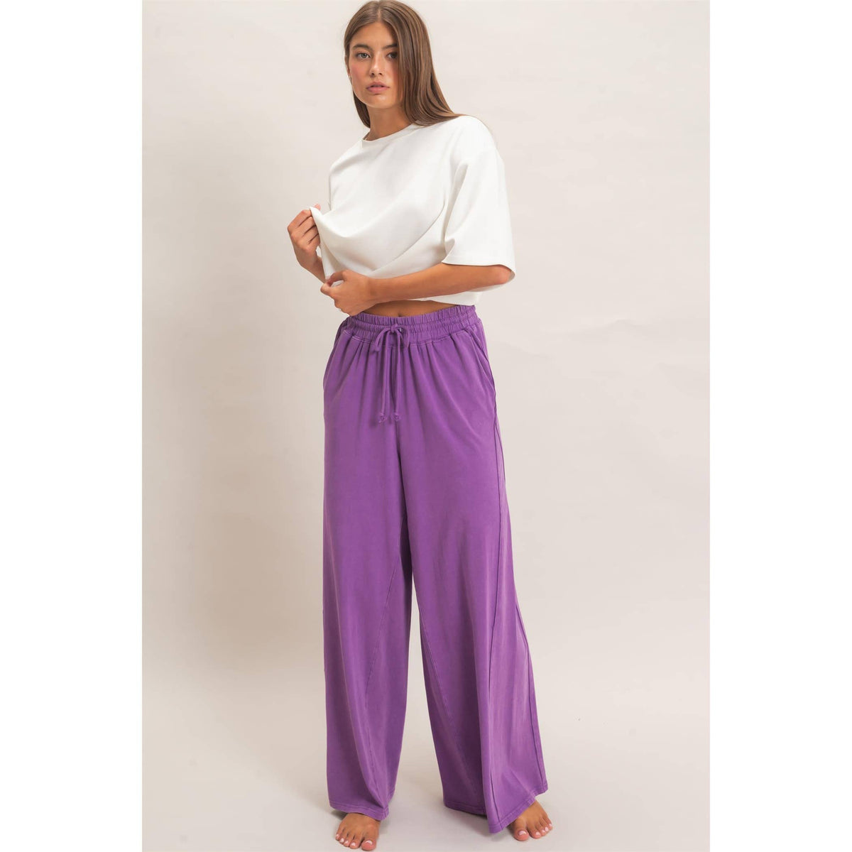 Wide Leg Mineral Wash Pants