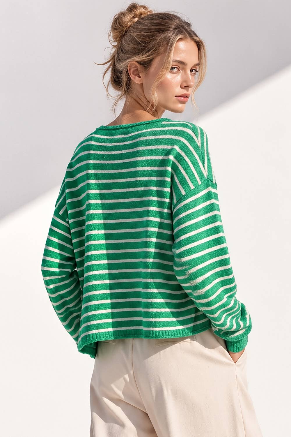 Button Down Mocha Stripe Sweater