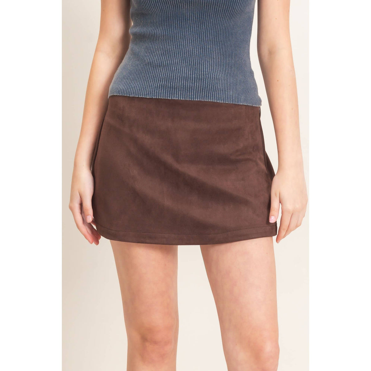 Faux Suede Skort