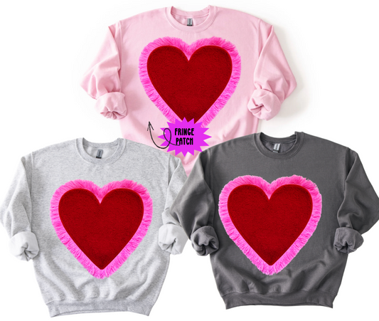 Fringe Heart Patch Sweatshirt
