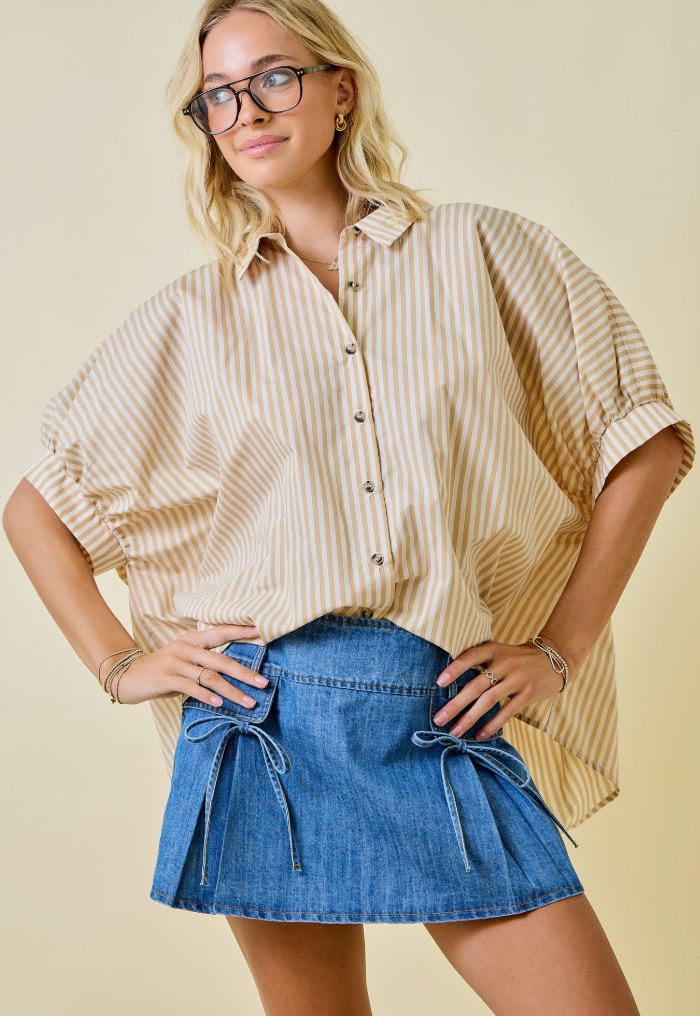 Striped Button Down Oversized Shirt