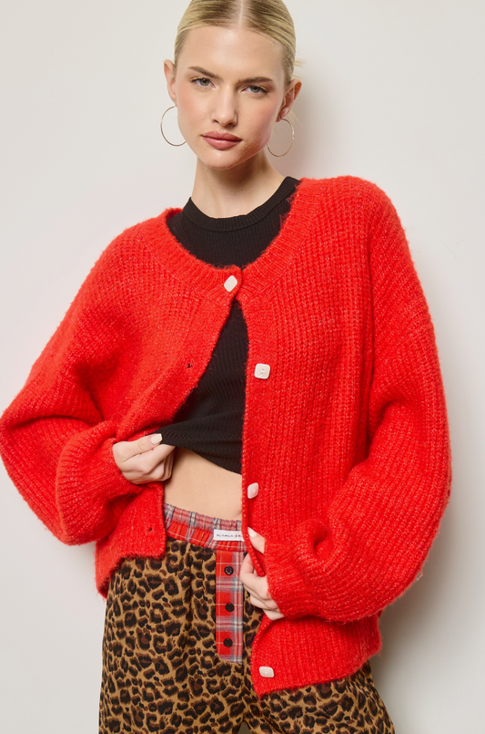 Balloon Sleeve Knit Cardigan