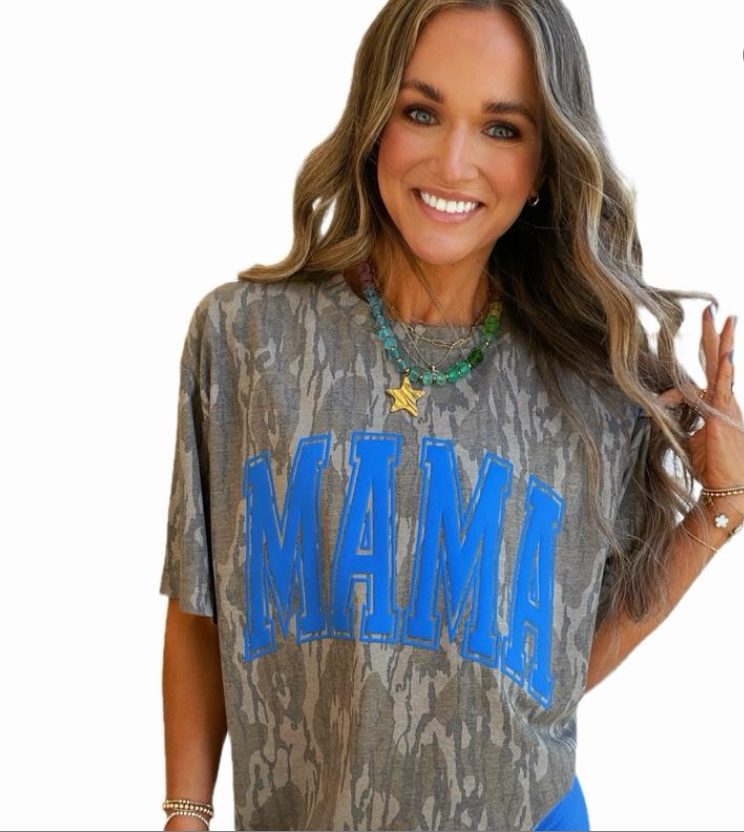 Blue MAMA Mossy Oak Camo T-Shirt