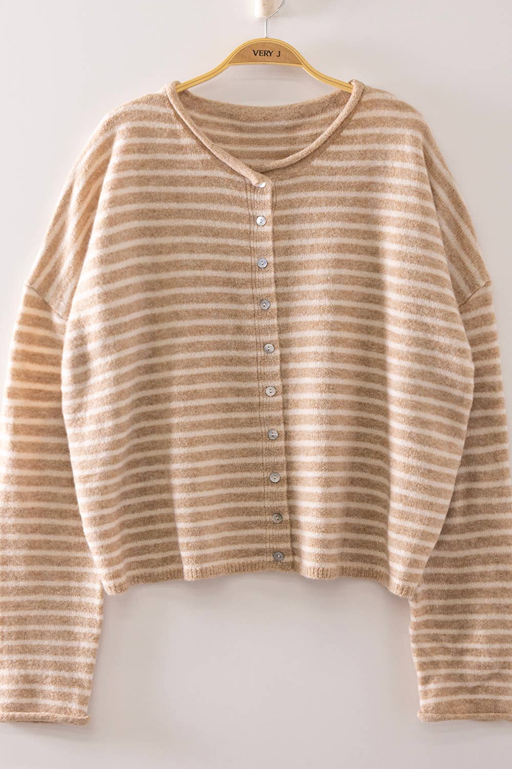 Button Down Mocha Stripe Sweater