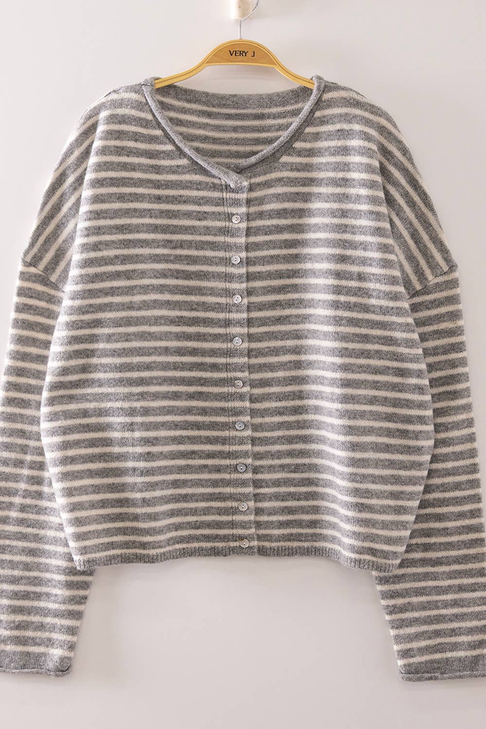 Button Down Mocha Stripe Sweater