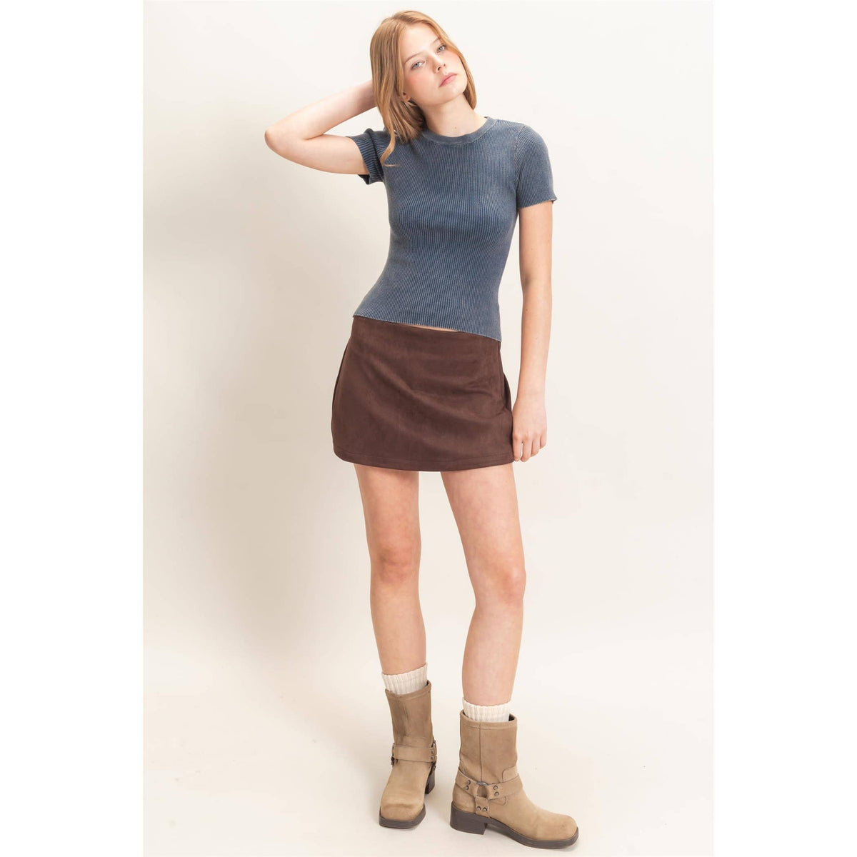 Faux Suede Skort