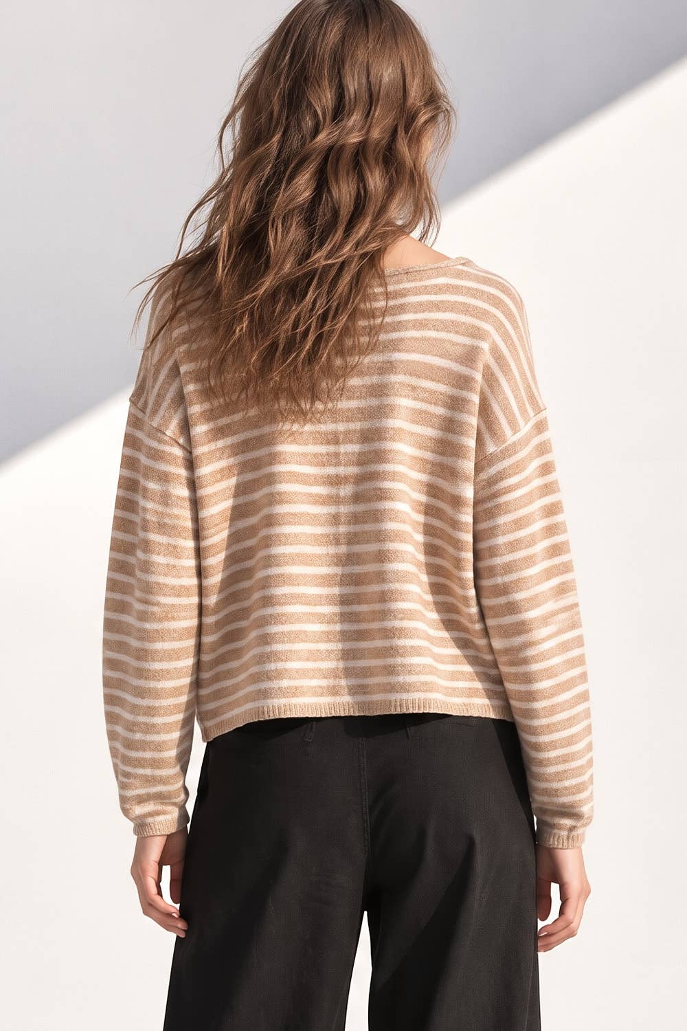 Button Down Mocha Stripe Sweater