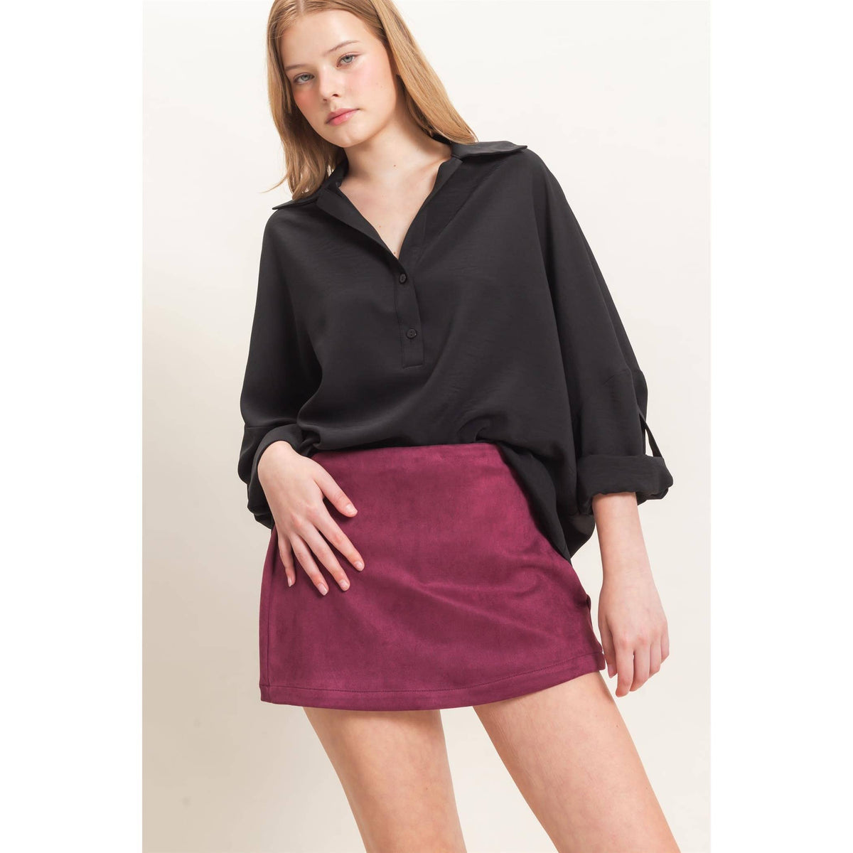 Faux Suede Skort