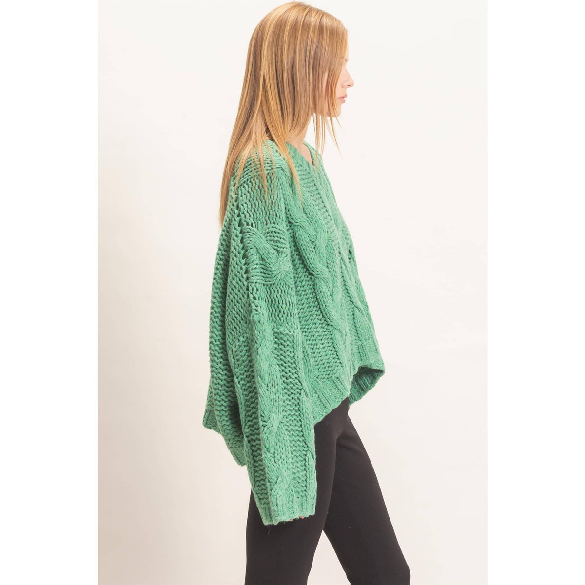Cable Knit V-Neck Sweater